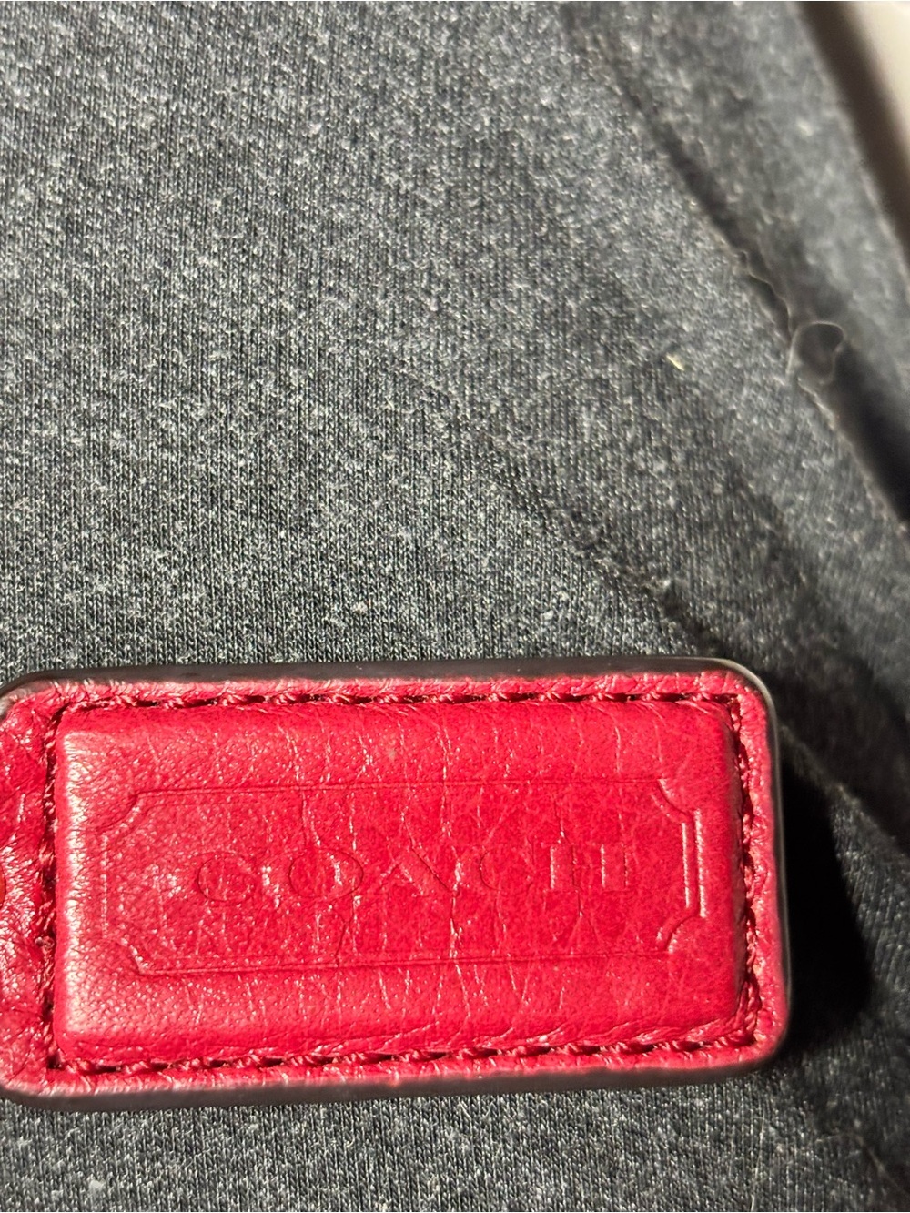 Coach Red Leather Bag Tag with Embossed Logo